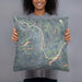 Person holding 18x18 Custom Towanda Pennsylvania Map Throw Pillow in Afternoon