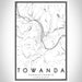 Towanda Pennsylvania Map Print Portrait Orientation in Classic Style With Shaded Background