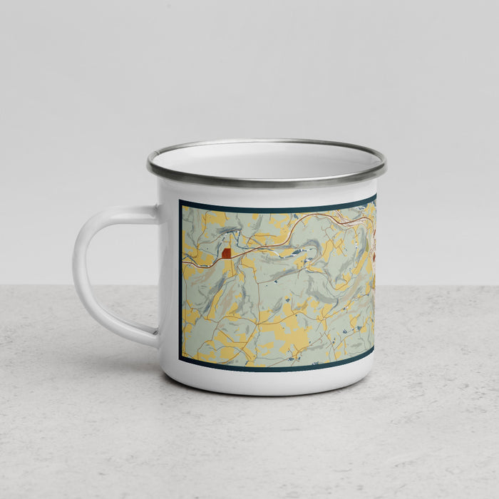 Left View Custom Towanda Pennsylvania Map Enamel Mug in Woodblock