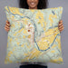 Person holding 22x22 Custom Towanda Pennsylvania Map Throw Pillow in Woodblock