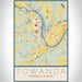 Towanda Pennsylvania Map Print Portrait Orientation in Woodblock Style With Shaded Background