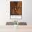 24x36 Townsend Montana Map Print Portrait Orientation in Ember Style Behind 2 Chairs Table and Potted Plant