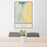 24x36 Townsend Montana Map Print Portrait Orientation in Woodblock Style Behind 2 Chairs Table and Potted Plant