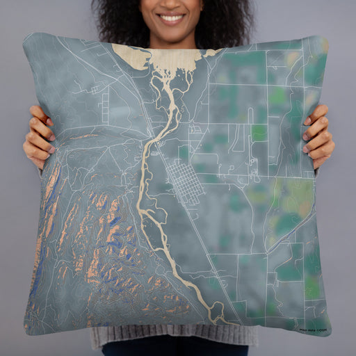 Person holding 22x22 Custom Townsend Montana Map Throw Pillow in Afternoon