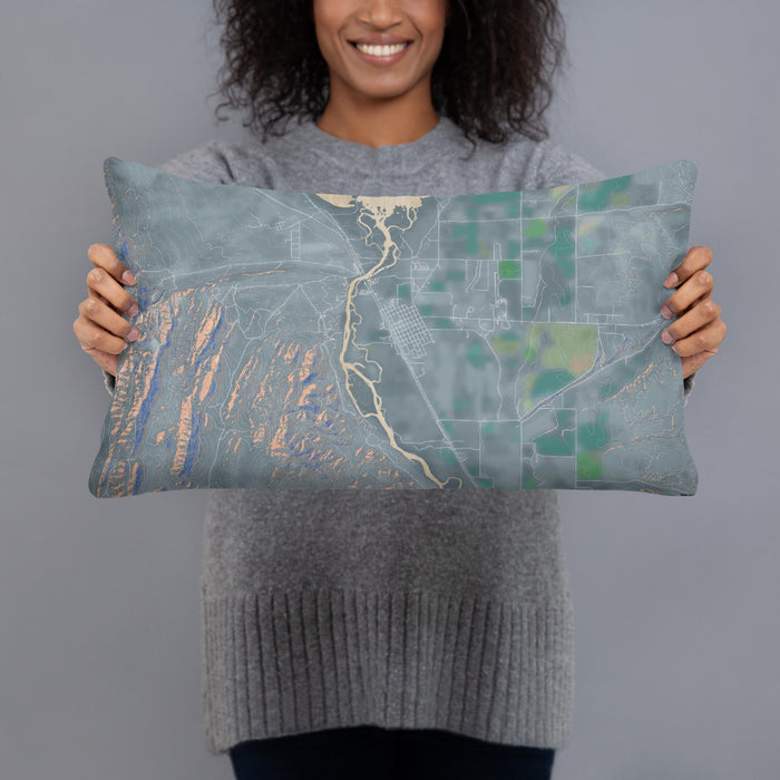 Person holding 20x12 Custom Townsend Montana Map Throw Pillow in Afternoon