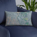 Custom Townsend Montana Map Throw Pillow in Afternoon on Blue Colored Chair