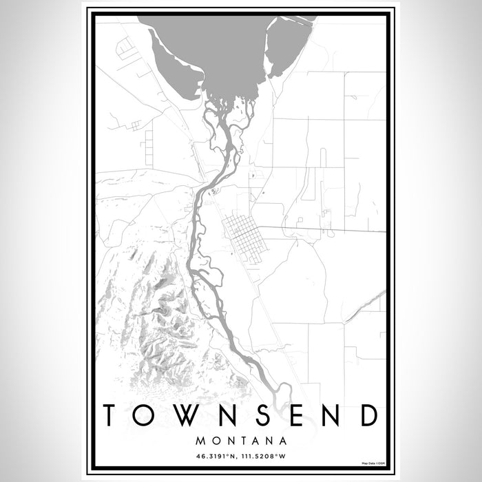 Townsend Montana Map Print Portrait Orientation in Classic Style With Shaded Background