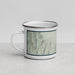 Left View Custom Townsend Montana Map Enamel Mug in Woodblock