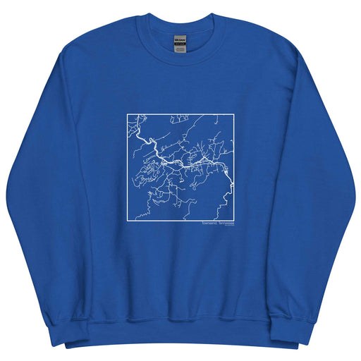 Townsend Tennessee  Map Unisex Crewneck Sweater with City inscription in Royal Blue