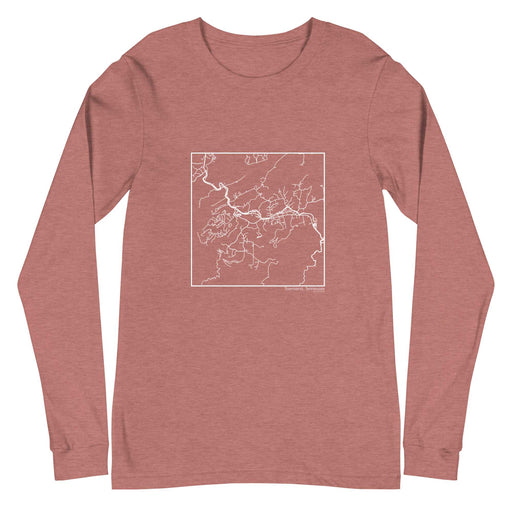 Townsend Tennessee  Map Unisex Long-Sleeve T-shirt with City inscription in Heather Mauve