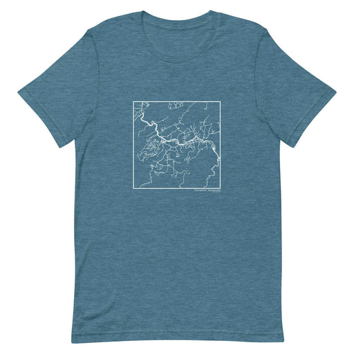 Townsend Tennessee  Map Unisex T-Shirt with City inscription in Heather Teal