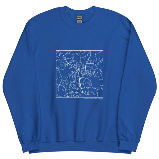 Travelers Rest South Carolina  Map Unisex Crewneck Sweater with City inscription in Royal Blue