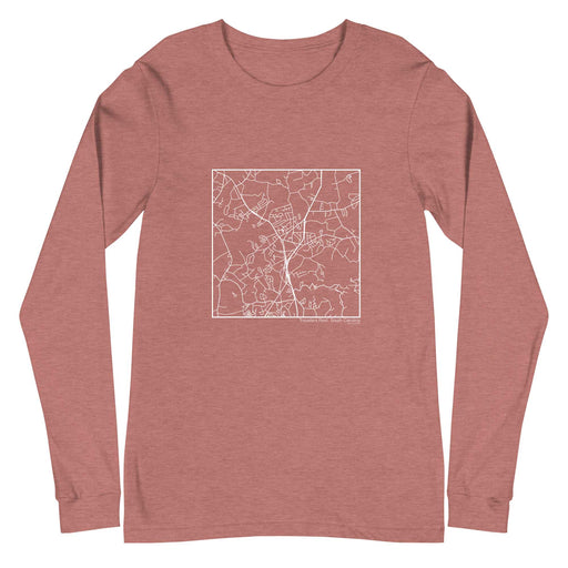 Travelers Rest South Carolina  Map Unisex Long-Sleeve T-shirt with City inscription in Heather Mauve