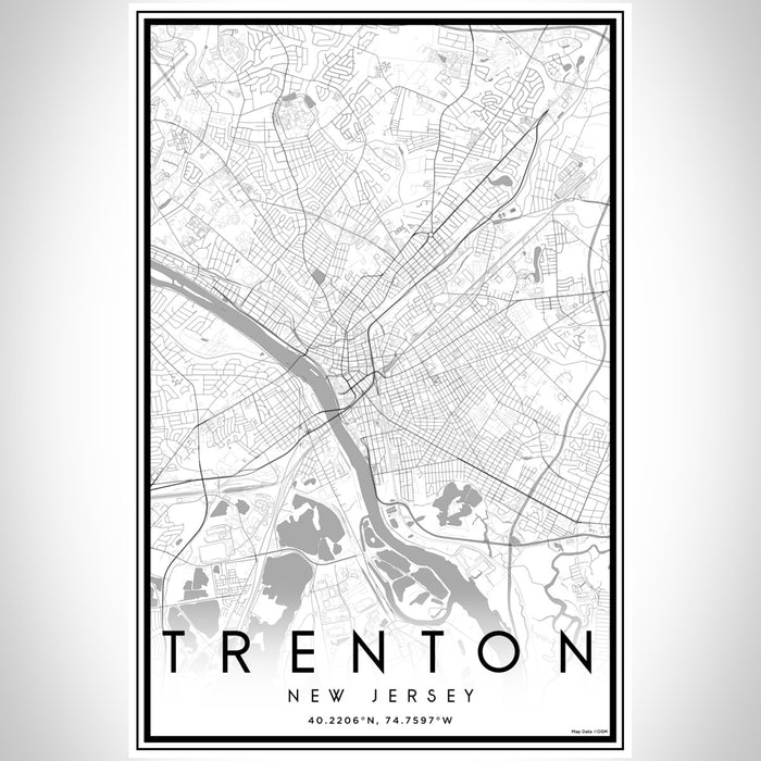 Trenton New Jersey Map Print Portrait Orientation in Classic Style With Shaded Background