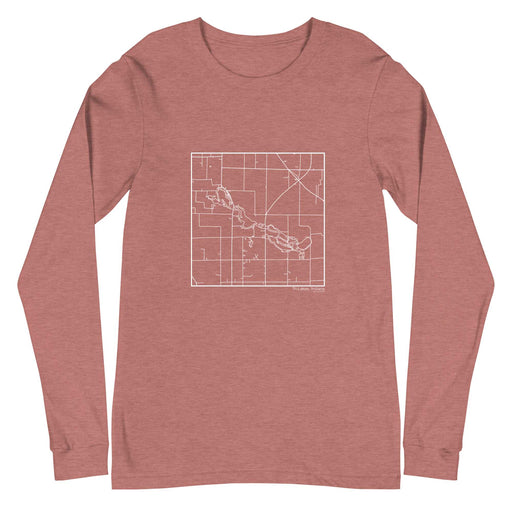 Tri-Lakes Indiana  Map Unisex Long-Sleeve T-shirt with City inscription in Heather Mauve
