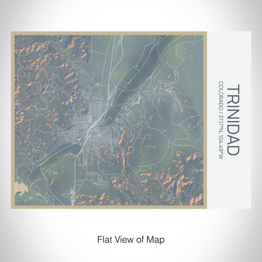 Rendered View of Trinidad Colorado Map on 20oz Stainless Steel Insulated Bottle with Bamboo Top with printed afternoon style map