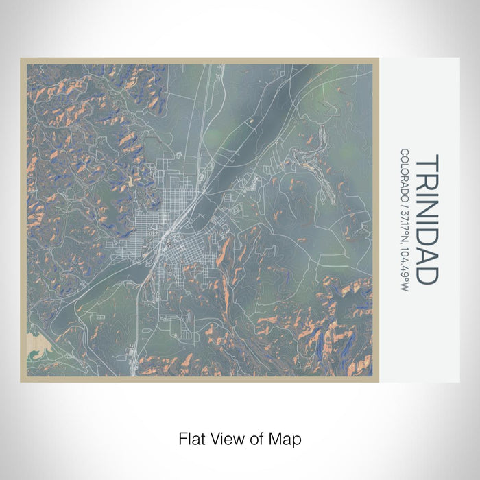 Rendered View of Trinidad Colorado Map on 20oz Stainless Steel Insulated Bottle with Bamboo Top with printed afternoon style map