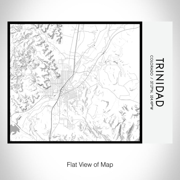 Rendered View of Trinidad Colorado Map on 20oz Stainless Steel Insulated Bottle with Bamboo Top with printed classic style map