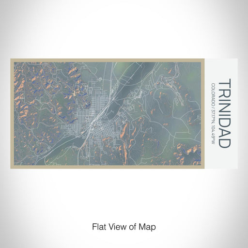 Rendered View of Trinidad Colorado Map on 17oz Stainless Steel Insulated Bottle with printed afternoon style map