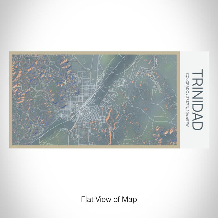 Rendered View of Trinidad Colorado Map on 17oz Stainless Steel Insulated Bottle with printed afternoon style map