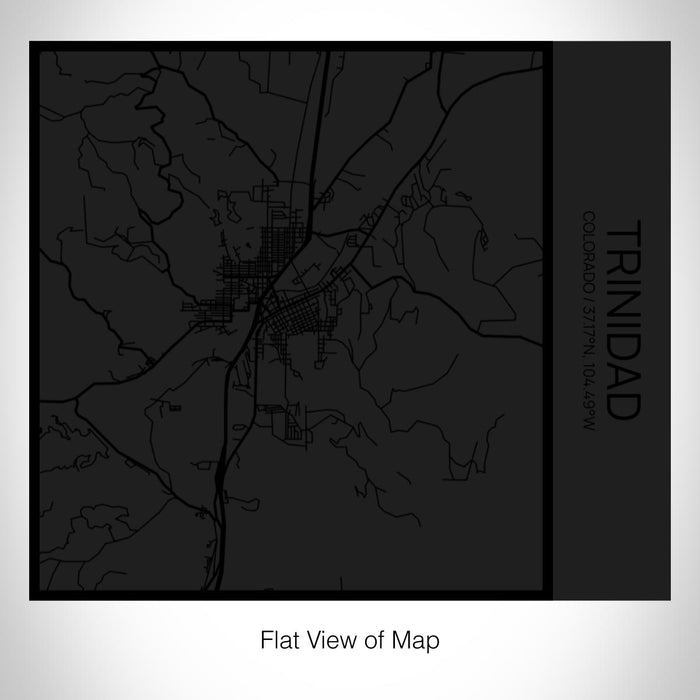 Rendered View of Trinidad Colorado Map on 17oz Stainless Steel Insulated Tumbler in Matte Black with Tactile Lines