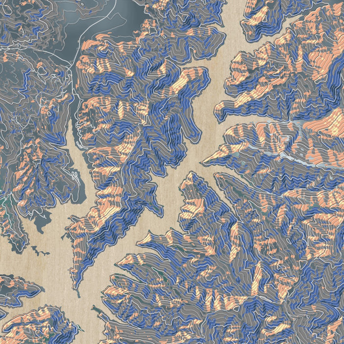 Trinity Lake California Map Print in Afternoon Style Zoomed In Close Up Showing Details