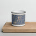 Front View Custom Trinity Lake California Map Enamel Mug in Afternoon on Cutting Board