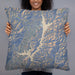 Person holding 22x22 Custom Trinity Lake California Map Throw Pillow in Afternoon
