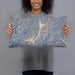 Person holding 20x12 Custom Trinity Lake California Map Throw Pillow in Afternoon