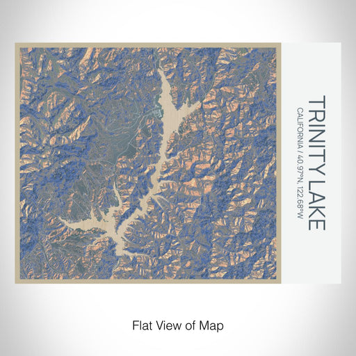 Rendered View of Trinity Lake California Map on 20oz Stainless Steel Insulated Bottle with Bamboo Top with printed afternoon style map