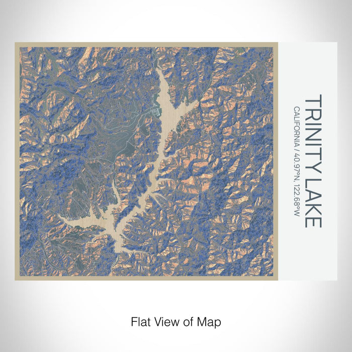 Rendered View of Trinity Lake California Map on 20oz Stainless Steel Insulated Bottle with Bamboo Top with printed afternoon style map