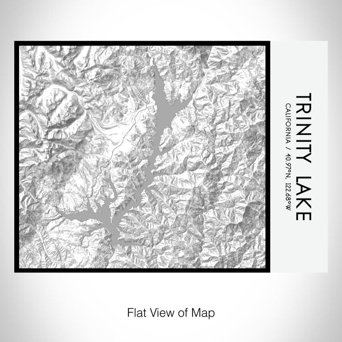 Rendered View of Trinity Lake California Map on 20oz Stainless Steel Insulated Bottle with Bamboo Top with printed classic style map