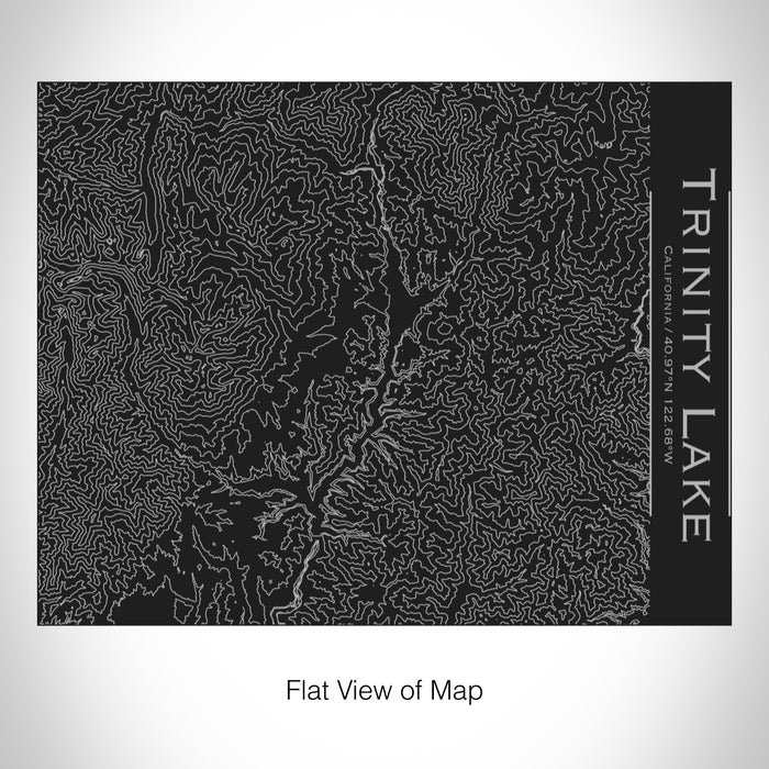 Rendered View of Trinity Lake California Map on 20oz Stainless Steel Insulated Bottle with Bamboo Top in Black