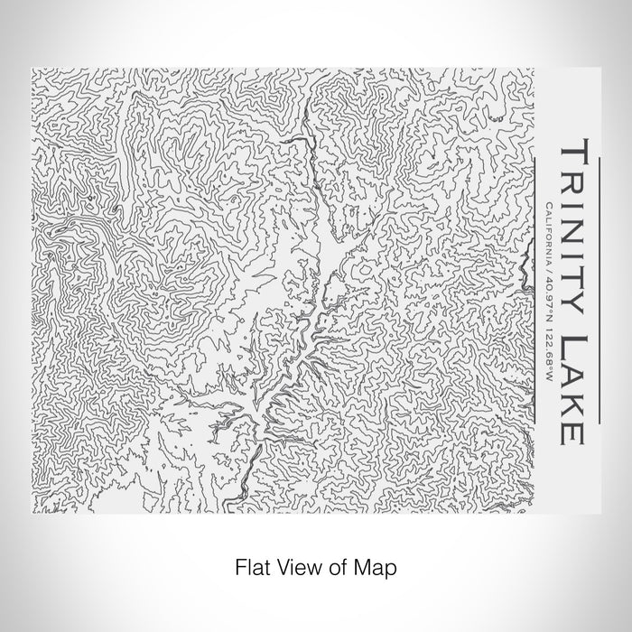 Rendered View of Trinity Lake California Map on 20oz Stainless Steel Insulated Bottle with Bamboo Top in White