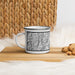 Left View Custom Trinity Lake California Map Enamel Mug in Classic on Table Top
