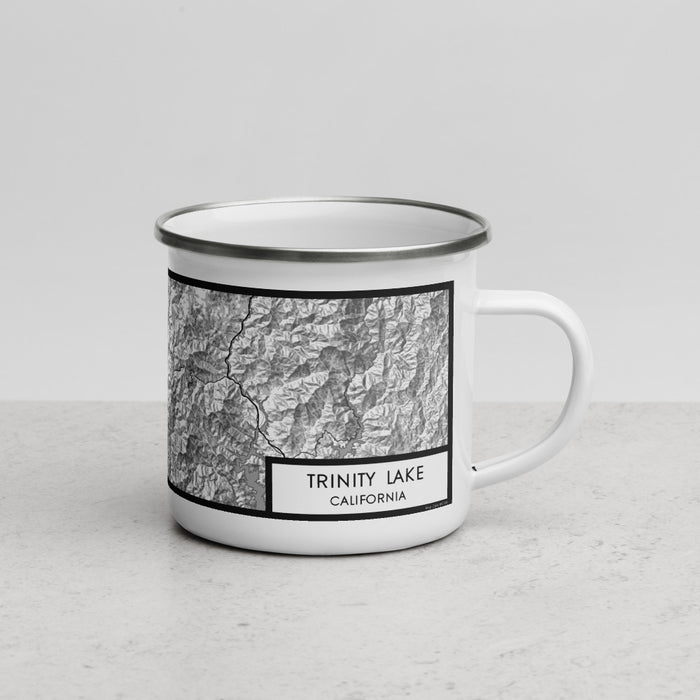 Right View Custom Trinity Lake California Map Enamel Mug in Classic
