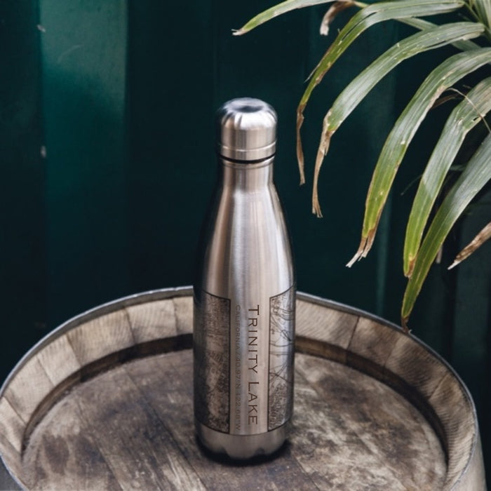 Trinity Lake California Custom City Map Inscription Coordinates on 17oz Stainless Steel Insulated Cola Bottle