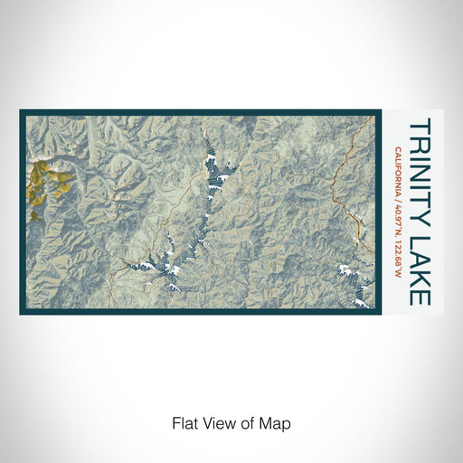 Rendered View of Trinity Lake California Map on 17oz Stainless Steel Insulated Bottle with printed woodblock style map