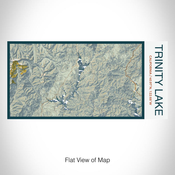Rendered View of Trinity Lake California Map on 17oz Stainless Steel Insulated Bottle with printed woodblock style map