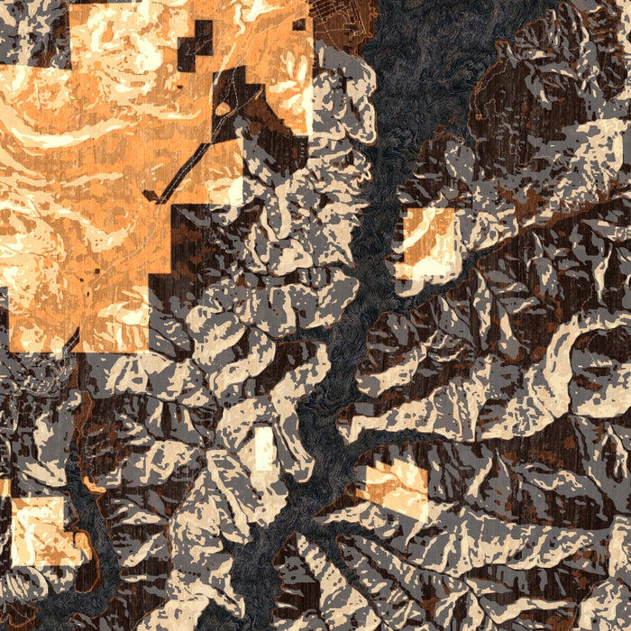 Trinity Lake California Map Print in Ember Style Zoomed In Close Up Showing Details