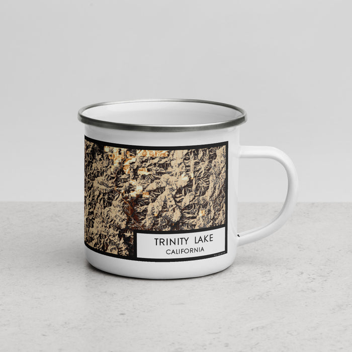 Right View Custom Trinity Lake California Map Enamel Mug in Ember