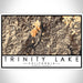 Trinity Lake California Map Print Landscape Orientation in Ember Style With Shaded Background