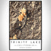Trinity Lake California Map Print Portrait Orientation in Ember Style With Shaded Background