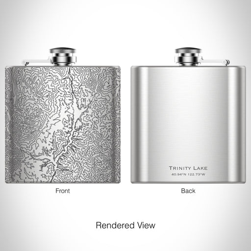 Rendered View of Trinity Lake California Map on 6oz Stainless Steel Flask