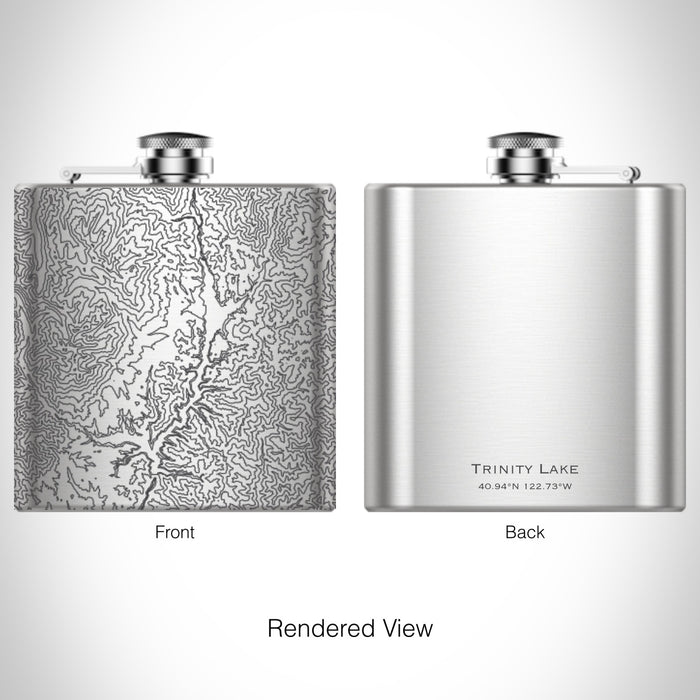 Rendered View of Trinity Lake California Map on 6oz Stainless Steel Flask