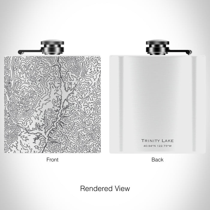 Rendered View of Trinity Lake California Map on 6oz Stainless Steel Flask in White