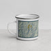 Left View Custom Trinity Lake California Map Enamel Mug in Woodblock