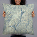 Person holding 22x22 Custom Trinity Lake California Map Throw Pillow in Woodblock