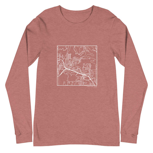 Trophy Club Texas  Map Unisex Long-Sleeve T-shirt with City inscription in Heather Mauve