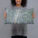 Person holding 20x12 Custom Troy New York Map Throw Pillow in Afternoon